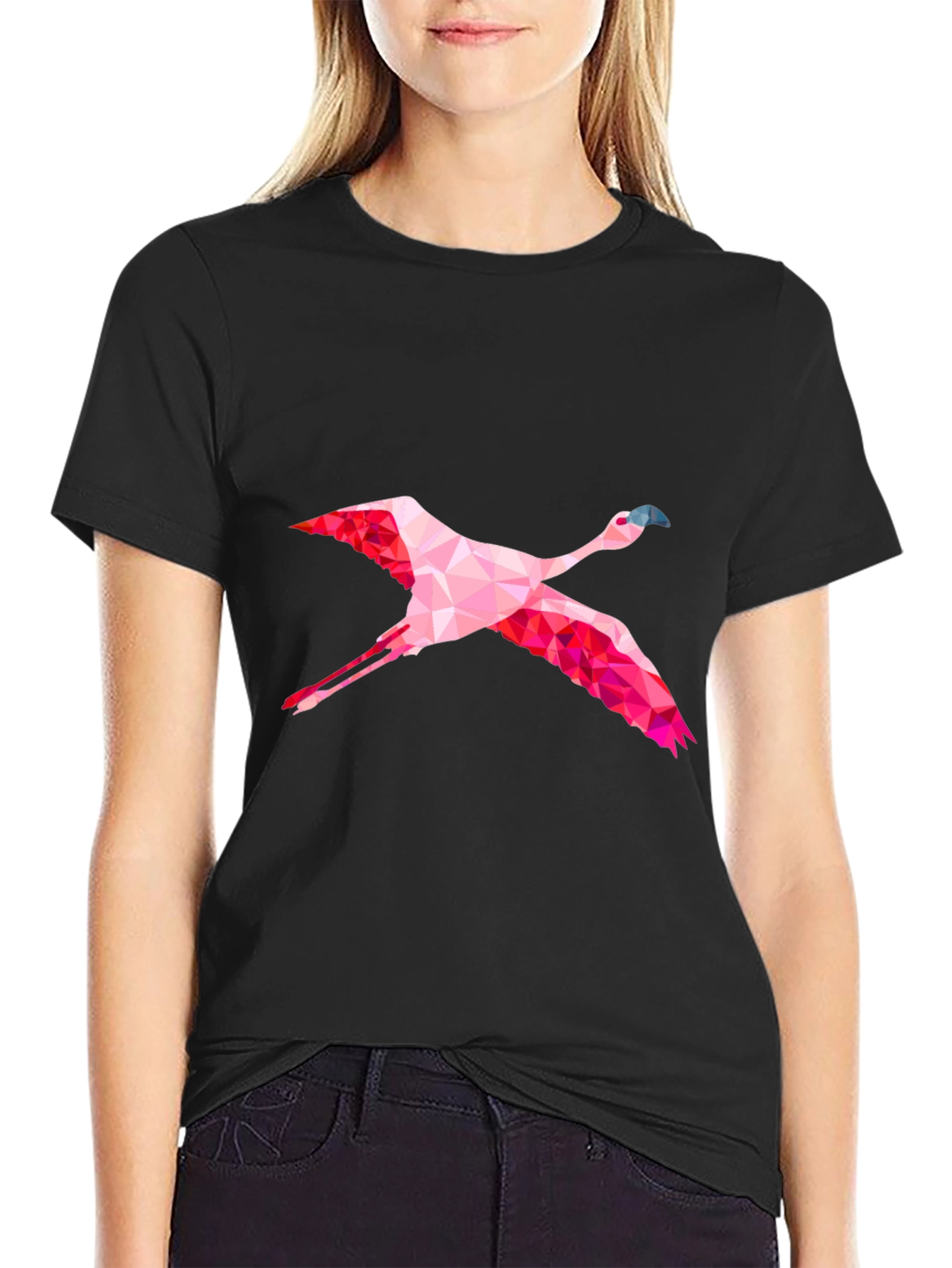 Geometric Flamingo Graphic Tee - Mens Black T-Shirt