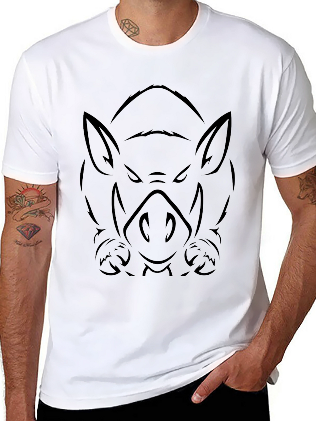 Mens Black Boar Graphic Tee