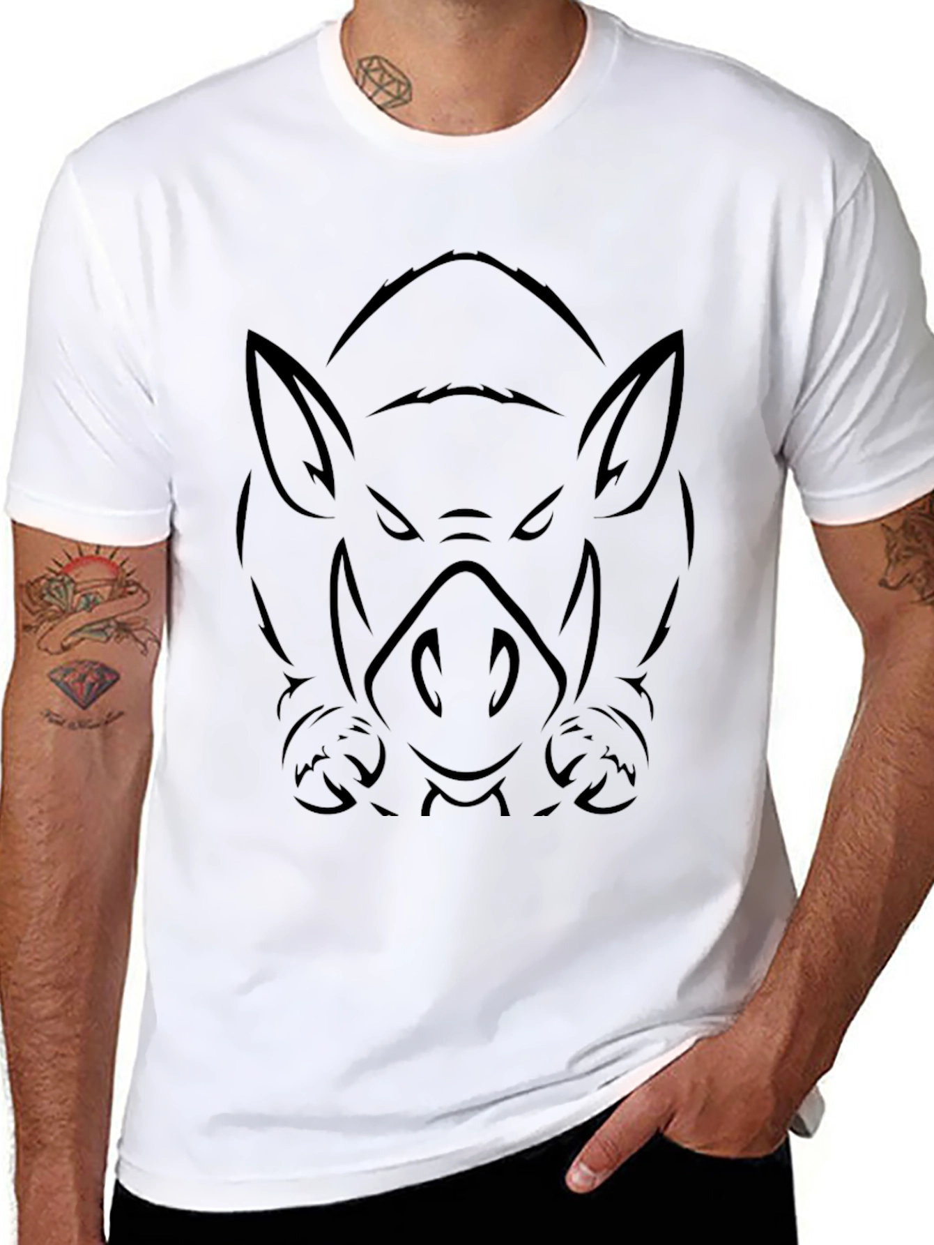 Mens Black Boar Graphic Tee