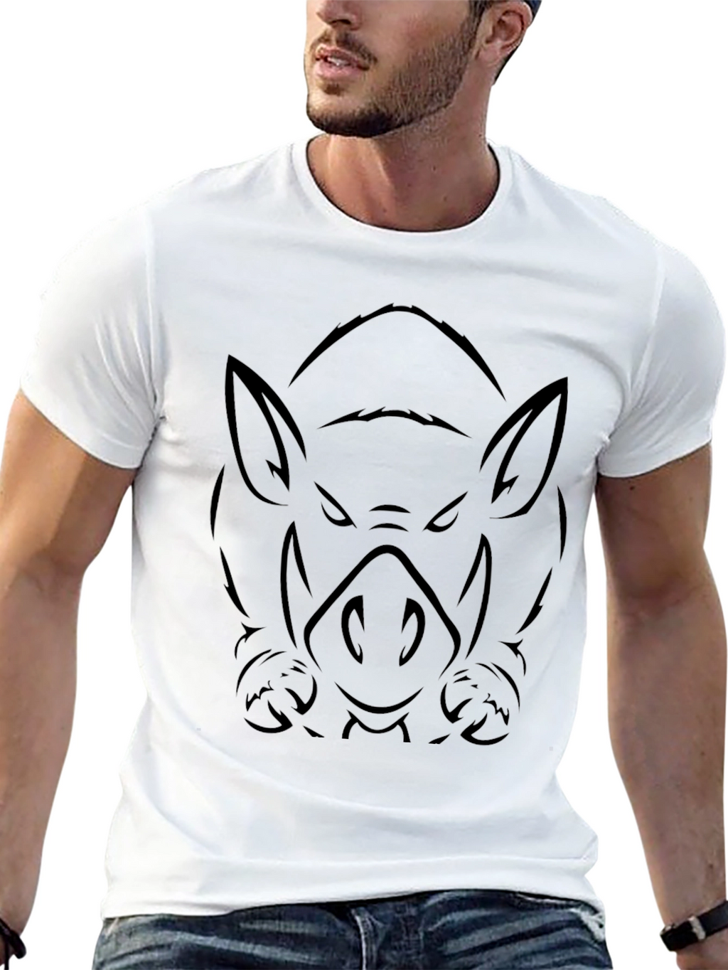 Mens Black Boar Graphic Tee