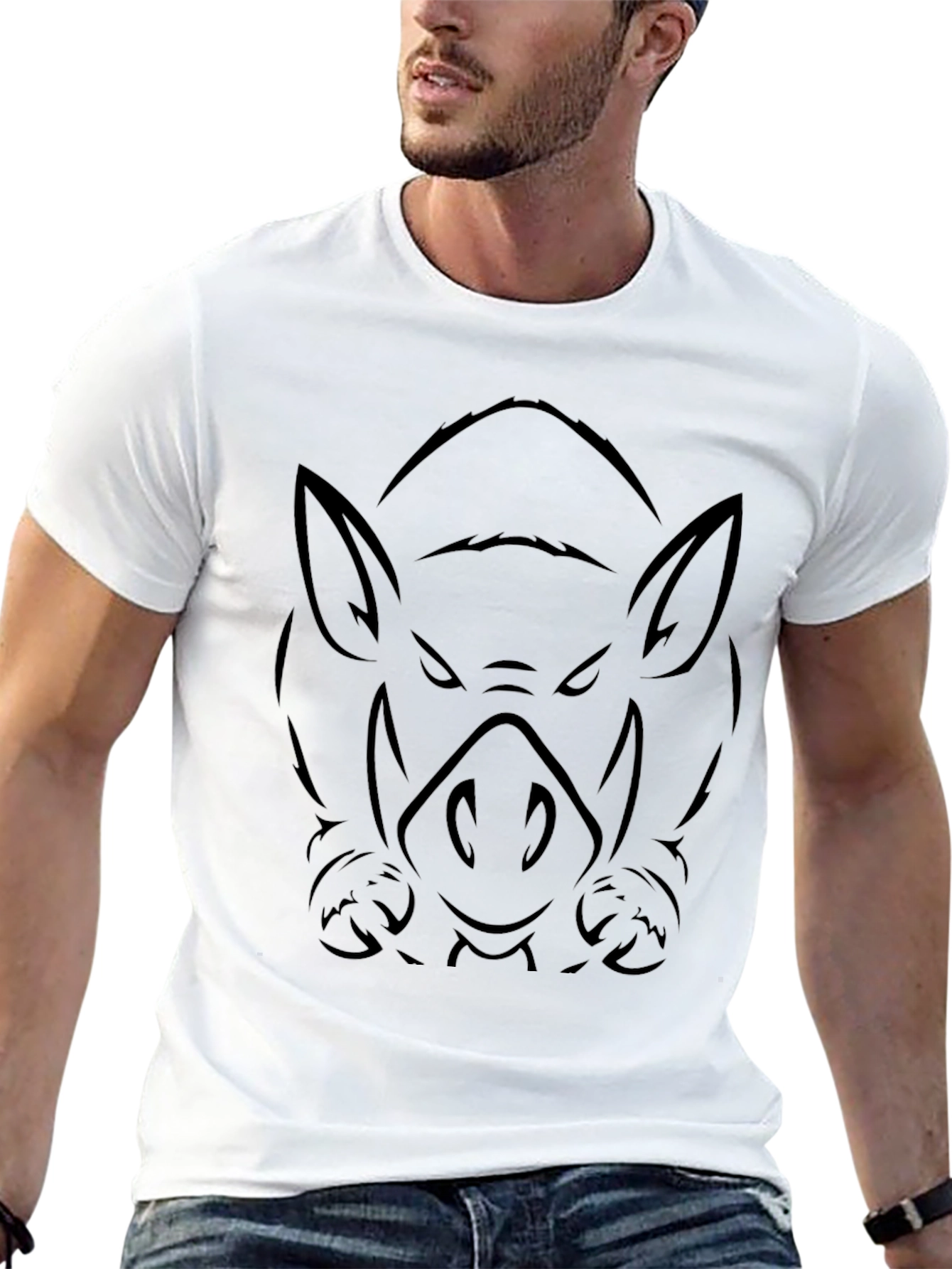 Mens Black Boar Graphic Tee