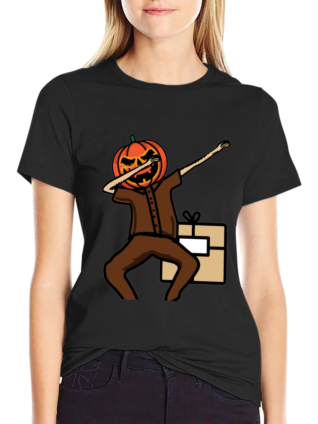 Pumpkin Head Dabbing Graphic T-Shirt