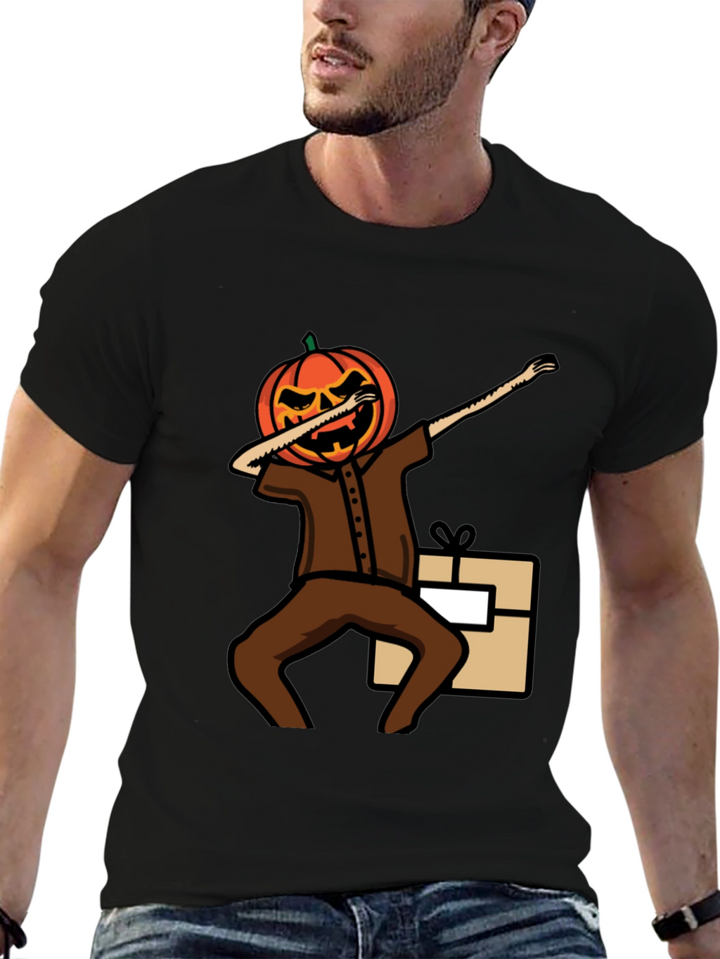 Pumpkin Head Dabbing Graphic T-Shirt