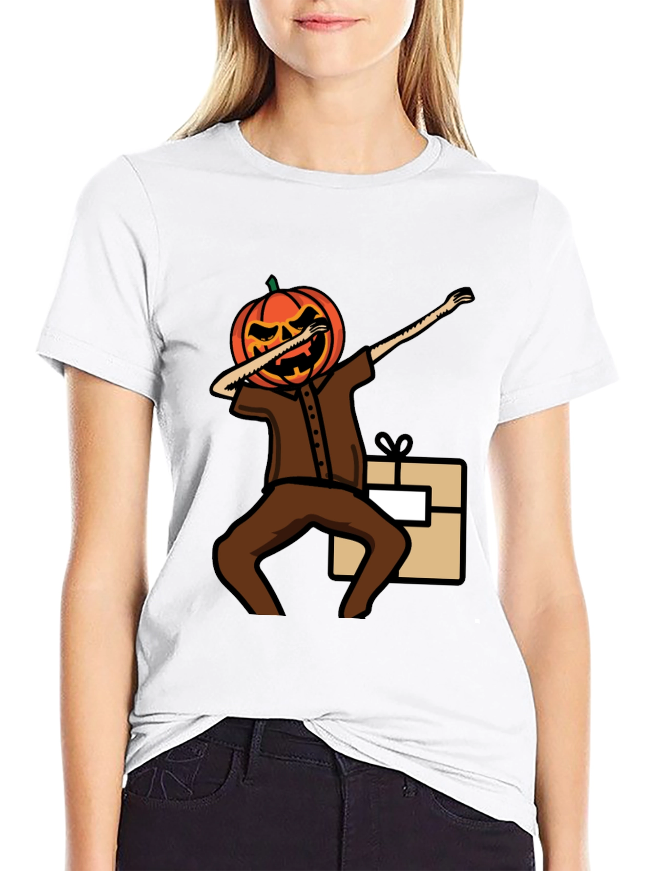 Pumpkin Head Dabbing Graphic T-Shirt