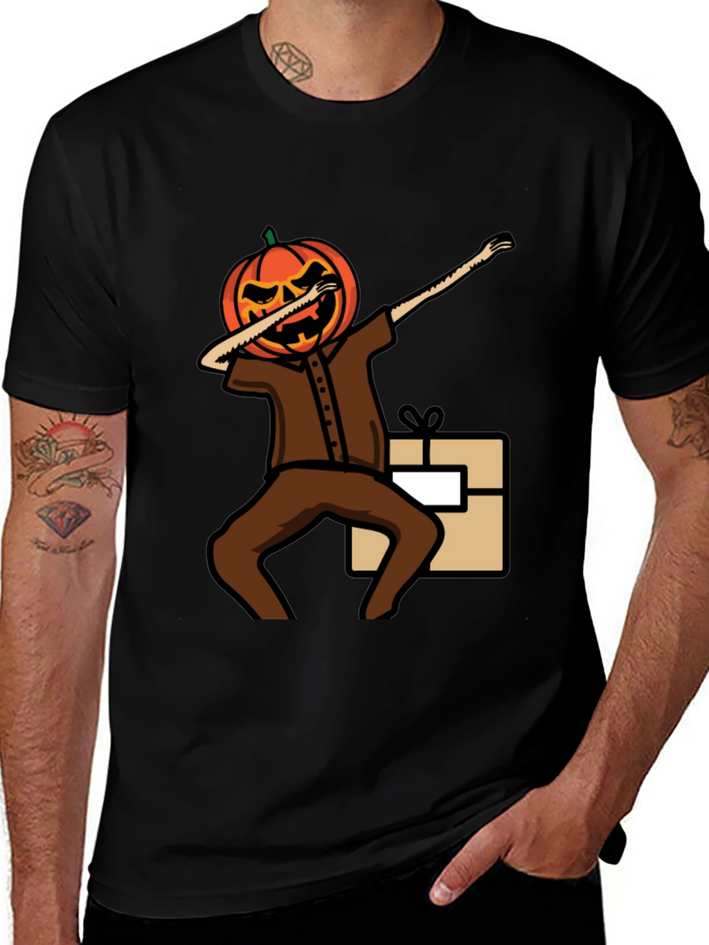 Pumpkin Head Dabbing Graphic T-Shirt