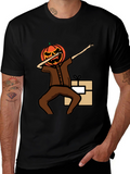 Pumpkin Head Dabbing Graphic T-Shirt