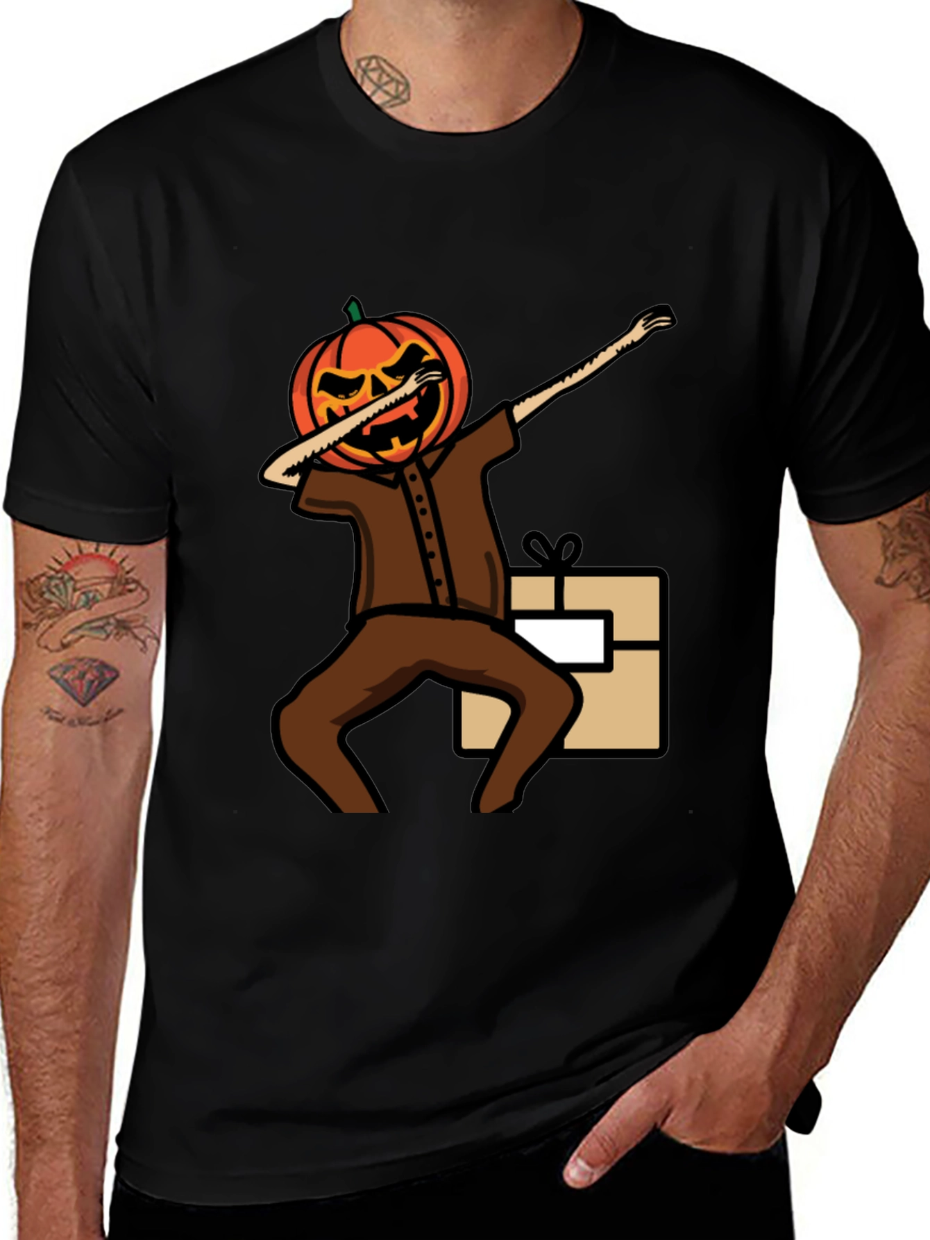 Pumpkin Head Dabbing Graphic T-Shirt