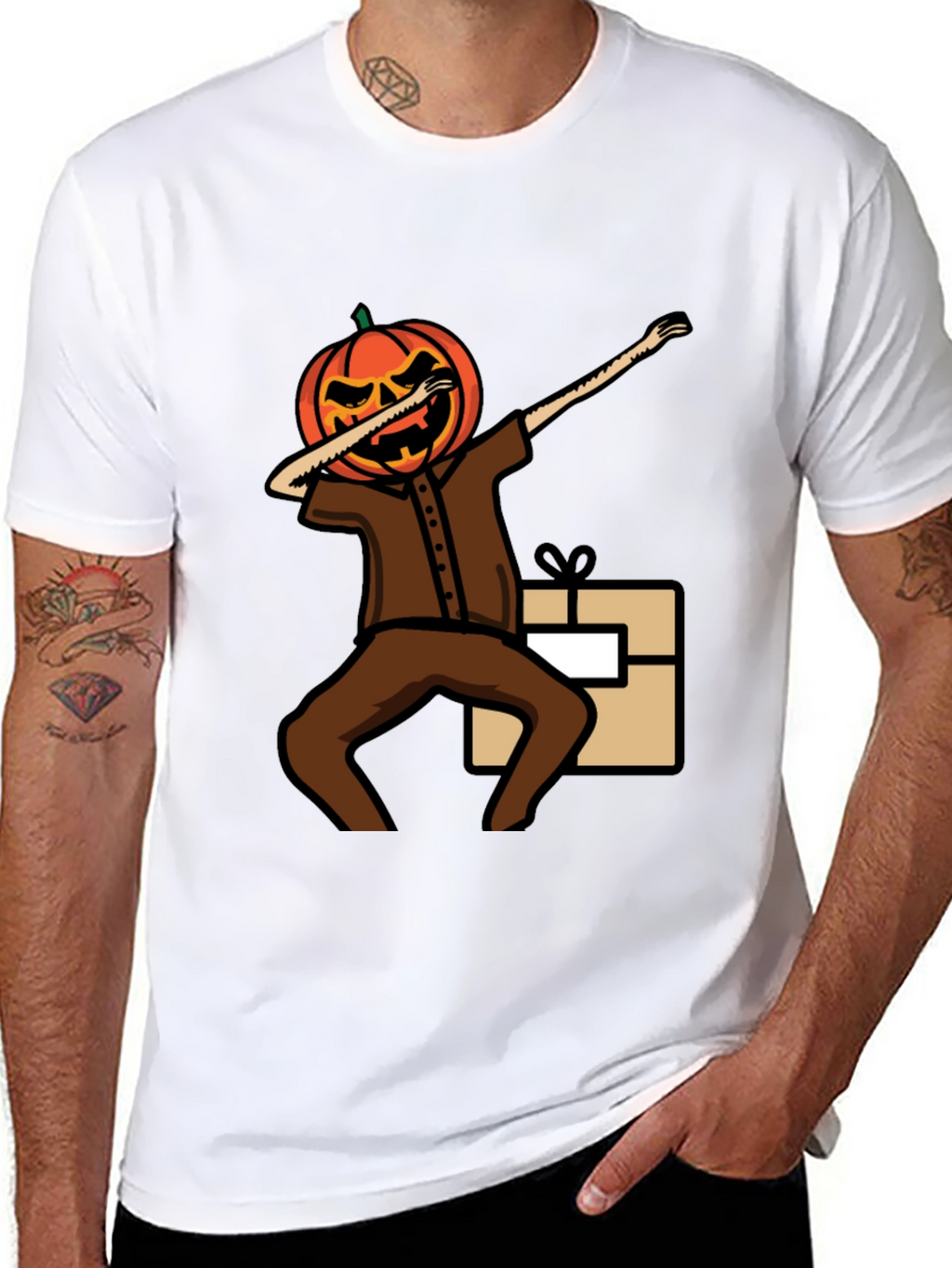 Pumpkin Head Dabbing Graphic T-Shirt