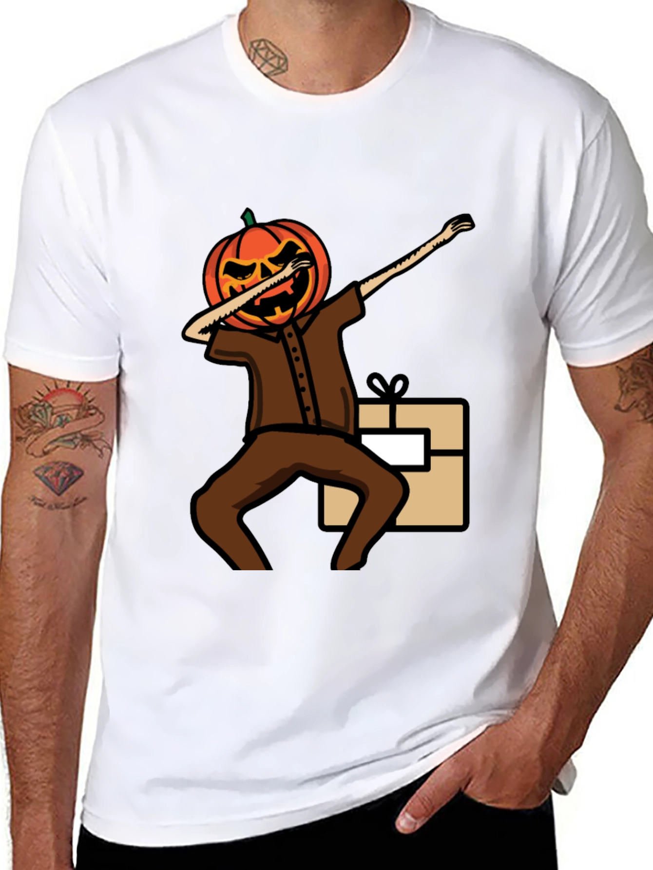 Pumpkin Head Dabbing Graphic T-Shirt