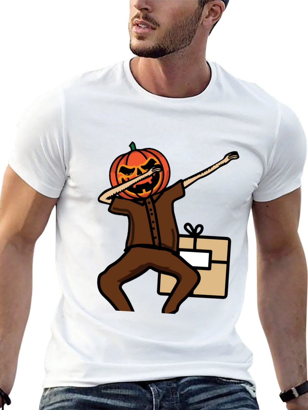 Pumpkin Head Dabbing Graphic T-Shirt