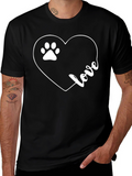 Love Paw Heart T-Shirt – Minimalist Pet Lover Graphic Tee