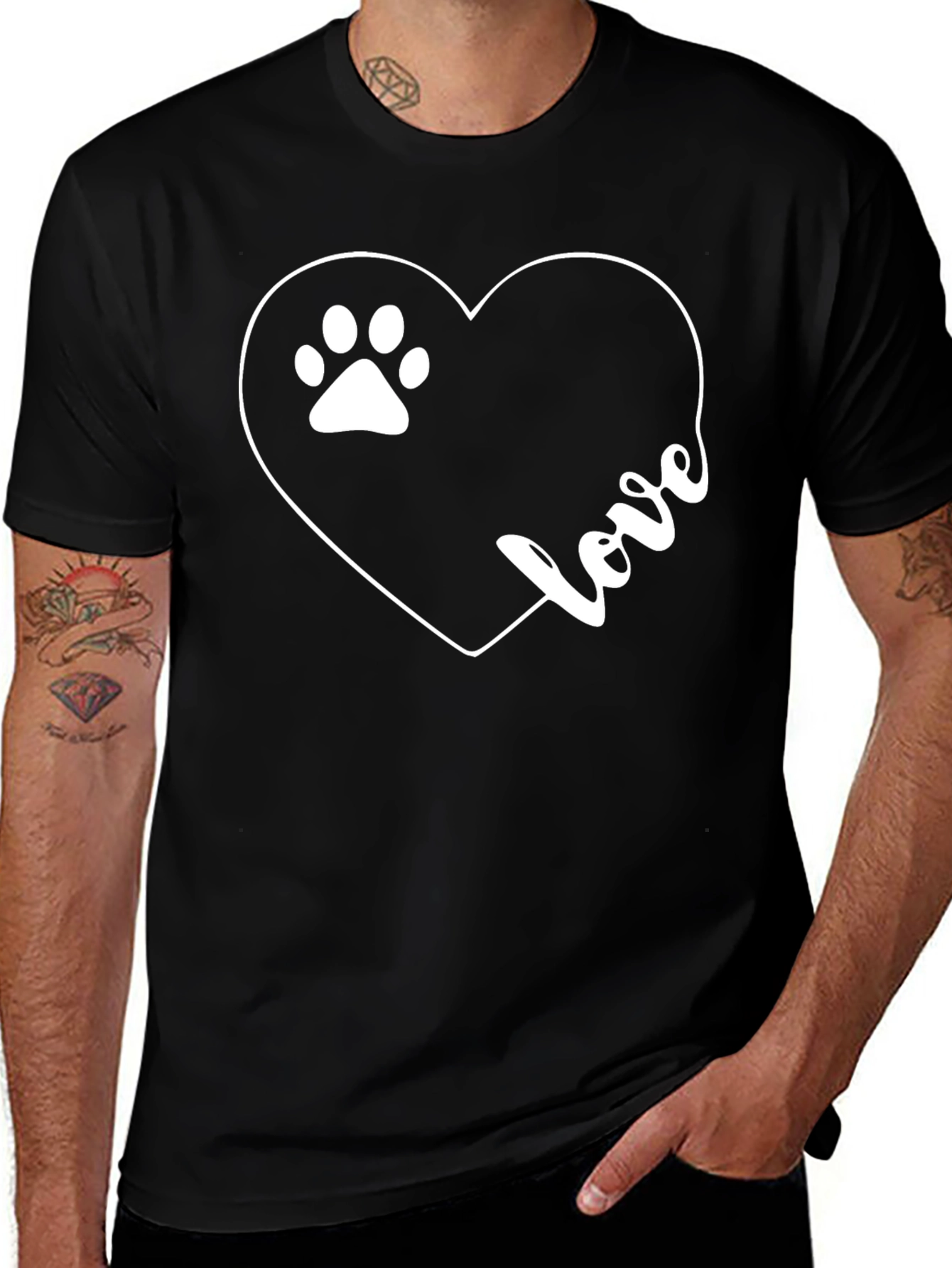 Love Paw Heart T-Shirt – Minimalist Pet Lover Graphic Tee