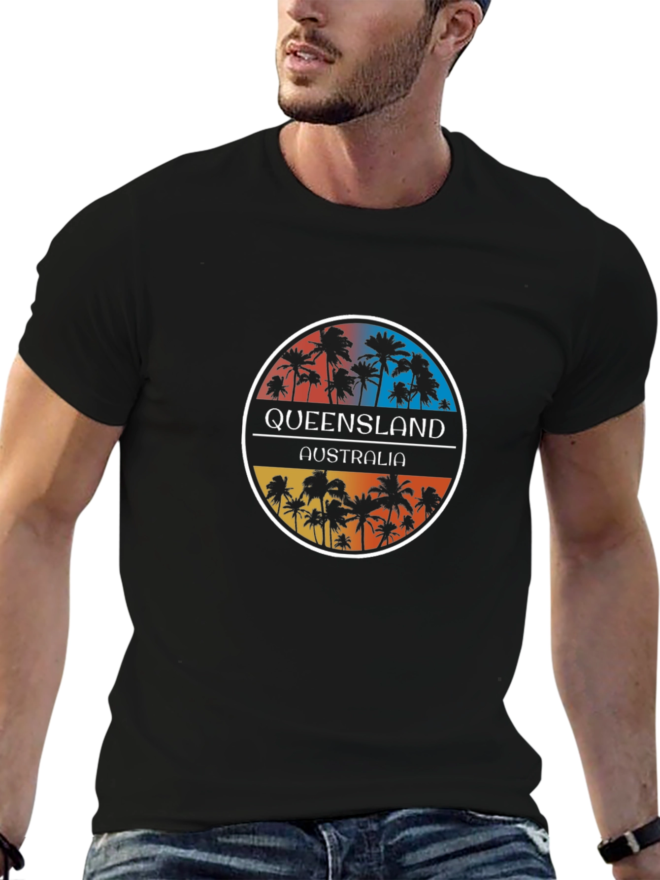 Queensland Australia Palm Tree Graphic Tee