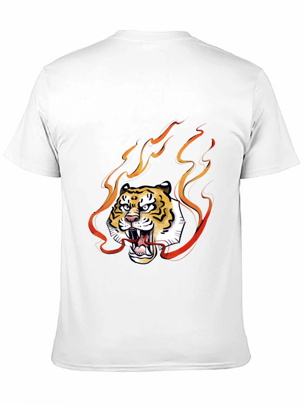 Fiery Tiger Graphic Tee - Black Cotton T-Shirt