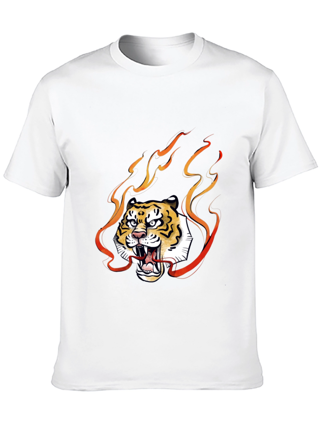 Fiery Tiger Graphic Tee - Black Cotton T-Shirt
