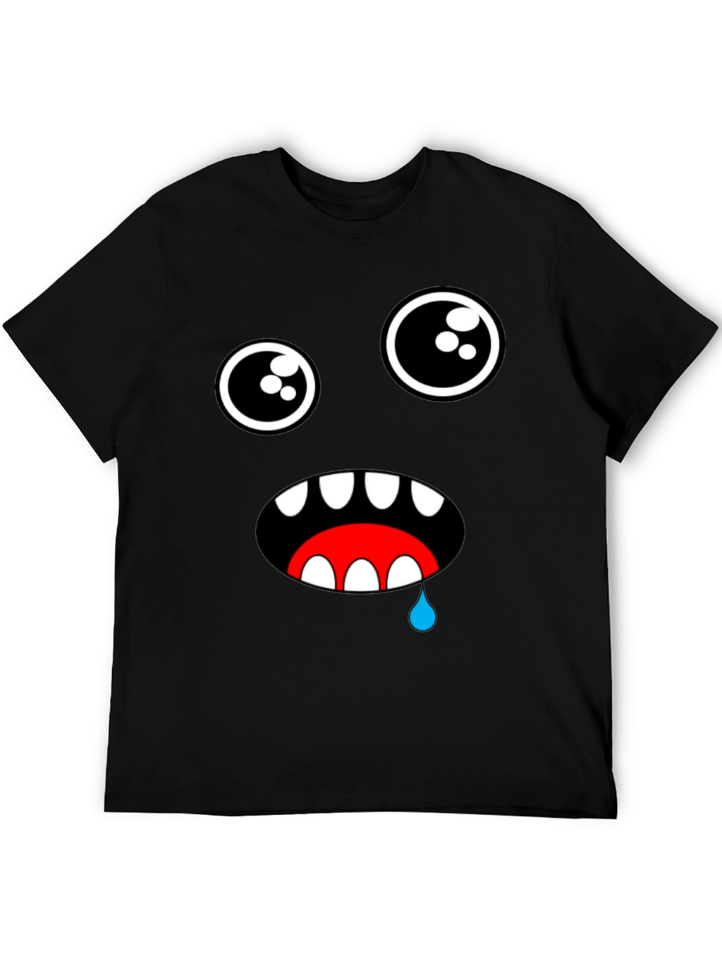 Funny Monster Face Graphic Black T-Shirt