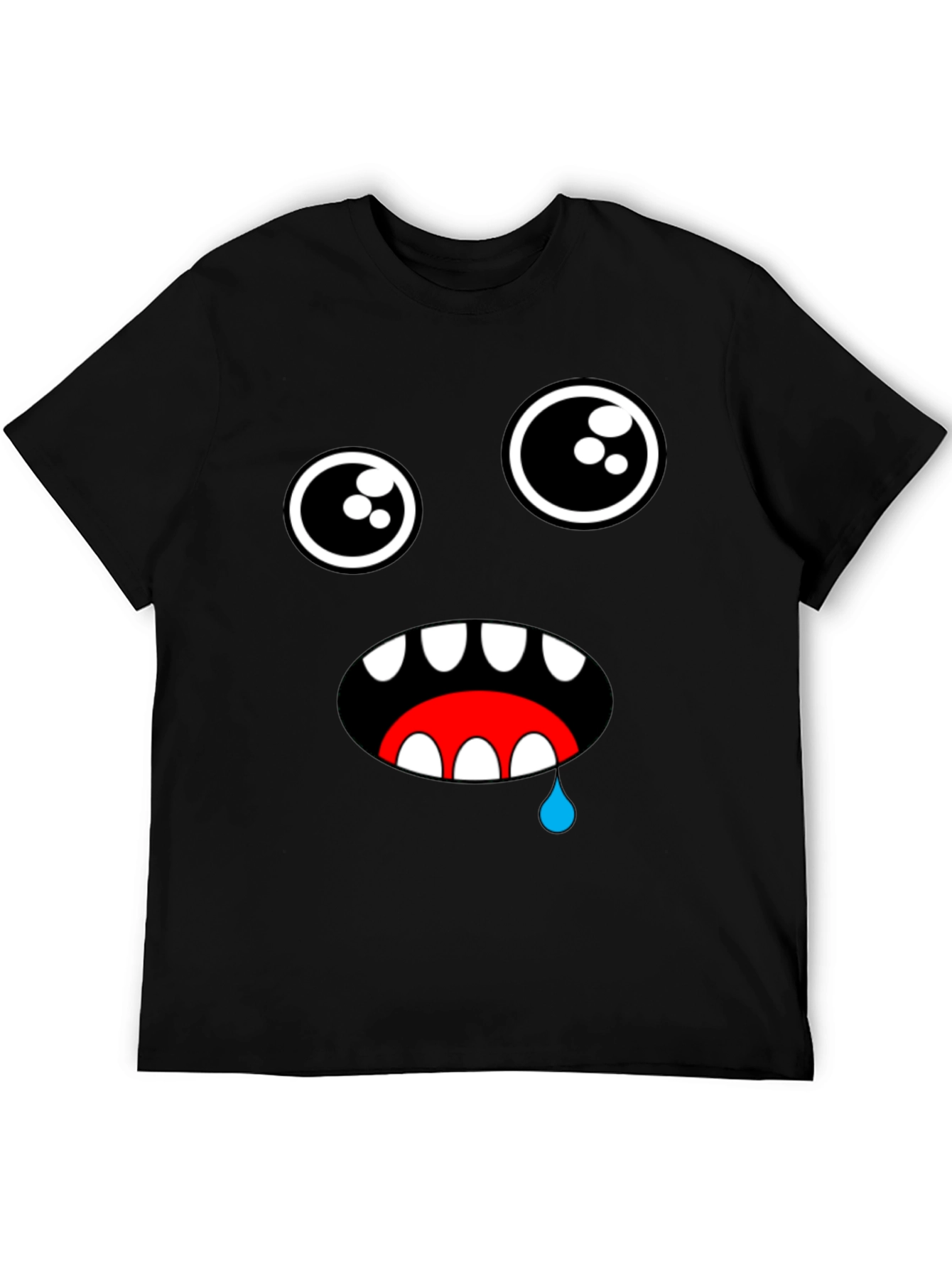 Funny Monster Face Graphic Black T-Shirt