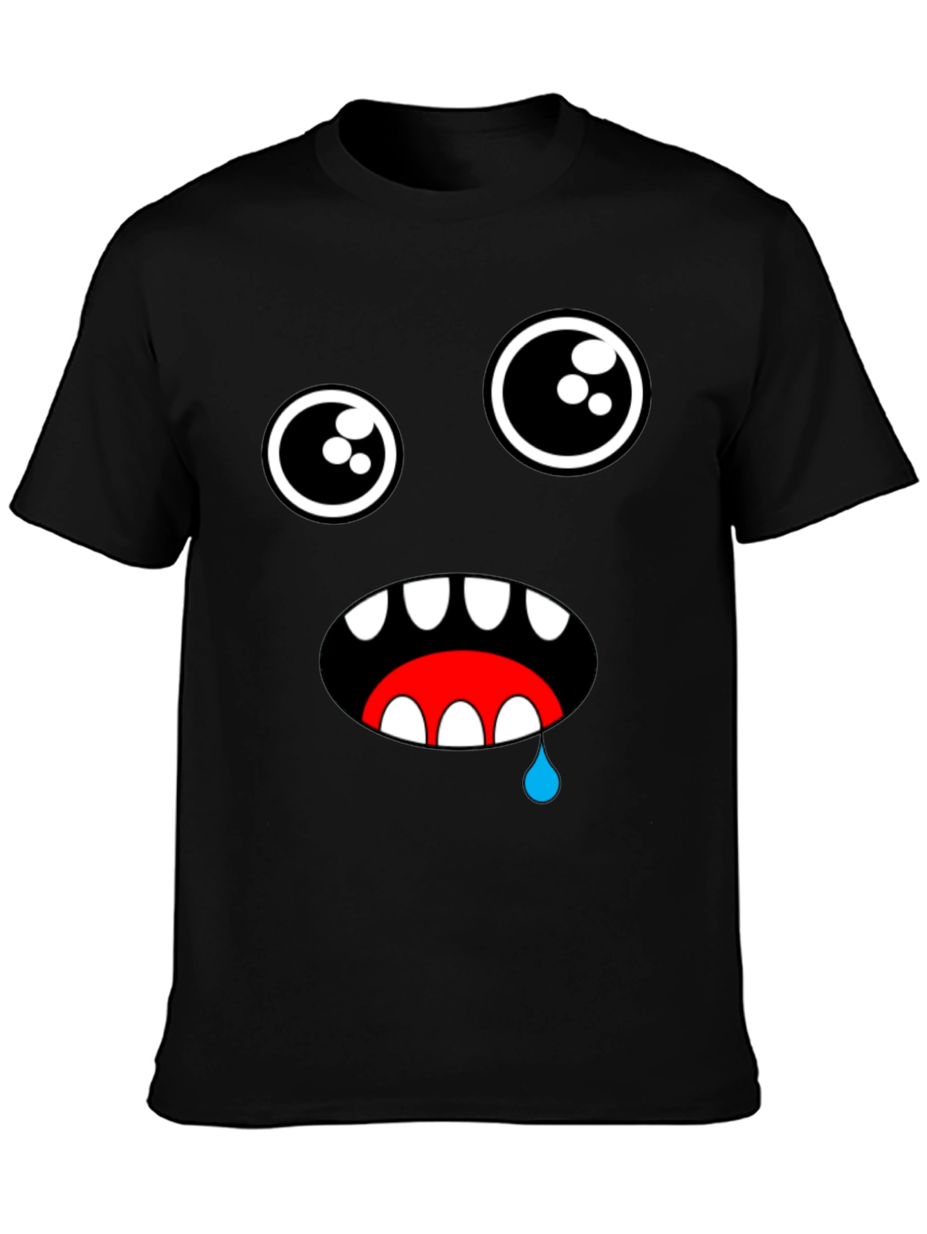 Funny Monster Face Graphic Black T-Shirt