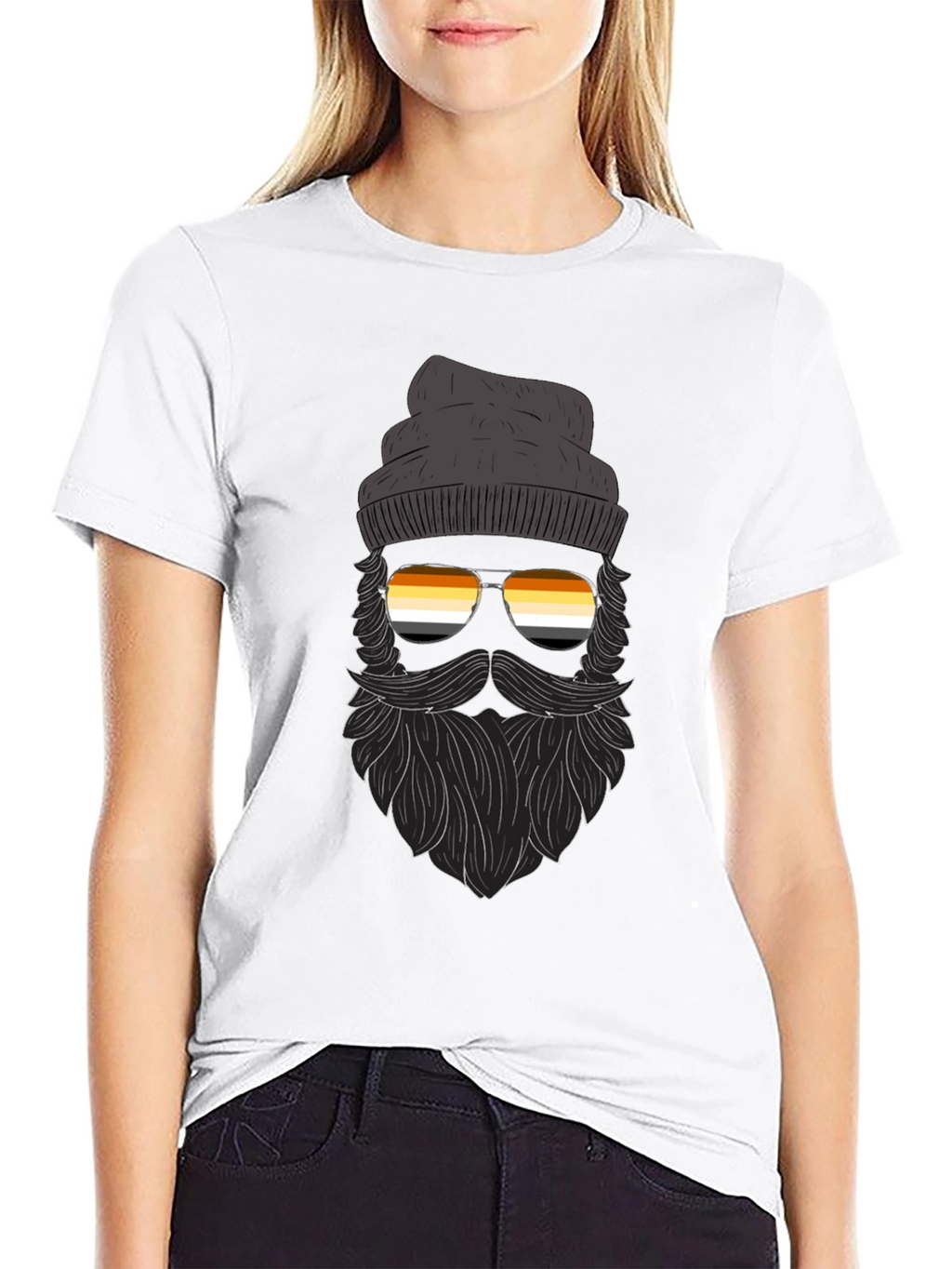 Bearded Man T-Shirt With Bear Pride Sunglasses