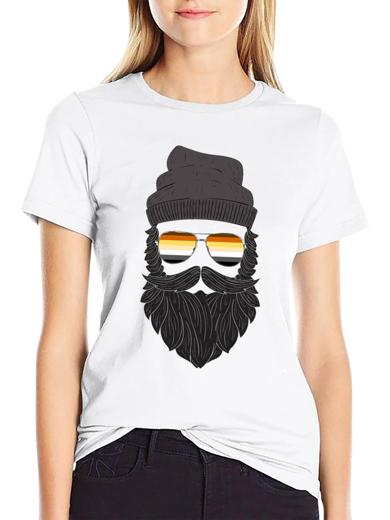 Bearded Man T-Shirt With Bear Pride Sunglasses