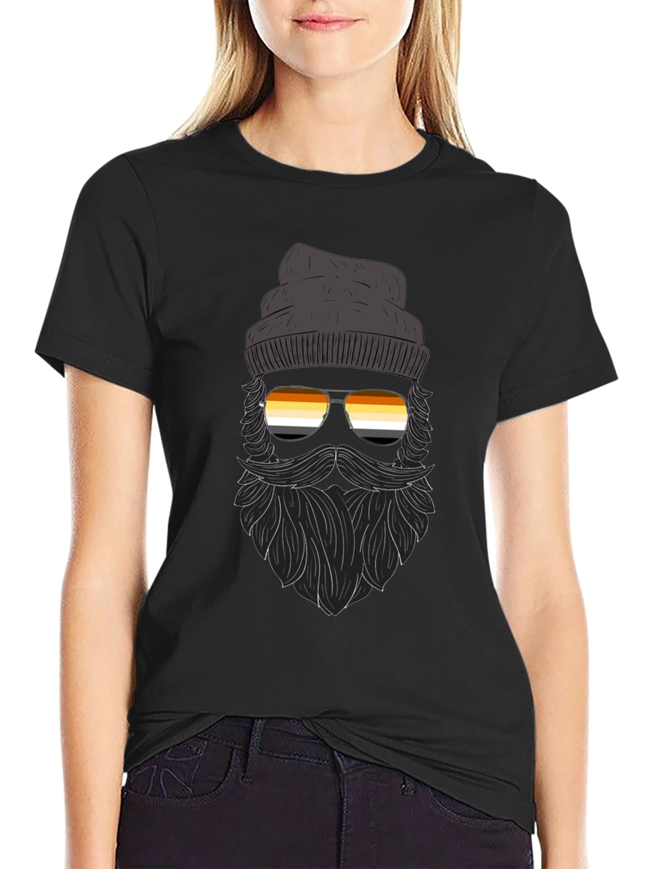 Bearded Man T-Shirt With Bear Pride Sunglasses