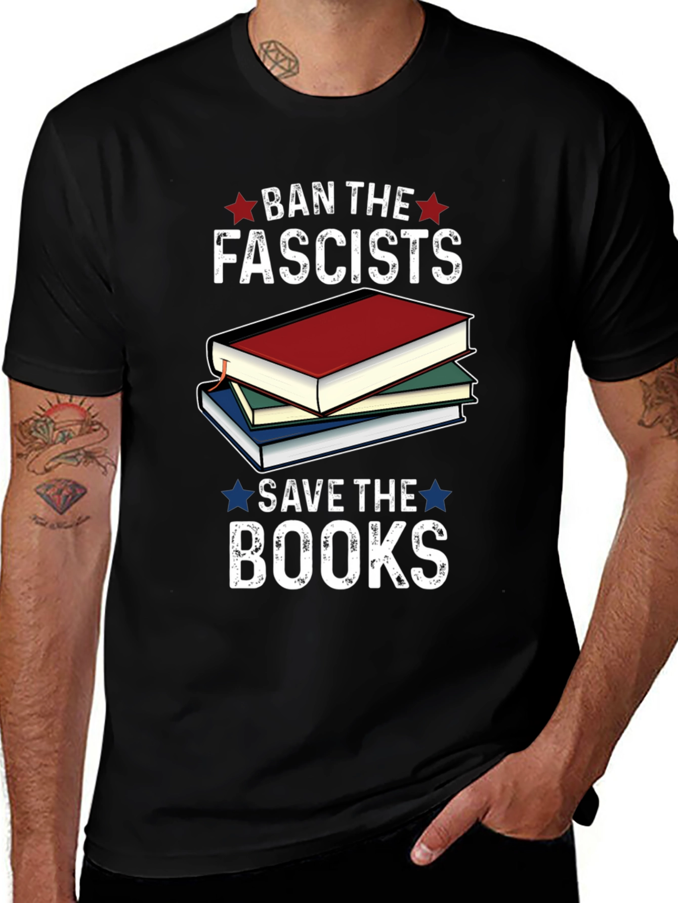 Ban the Fascists Save the Books Graphic Tee