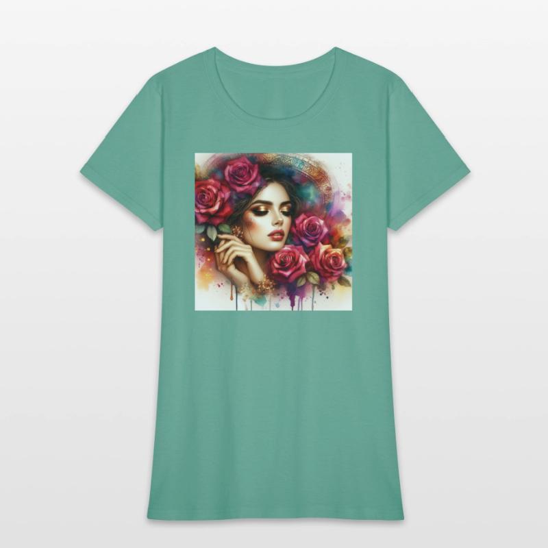 Romantic Woman With Roses