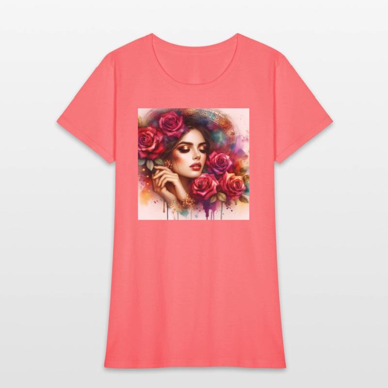 Romantic Woman With Roses