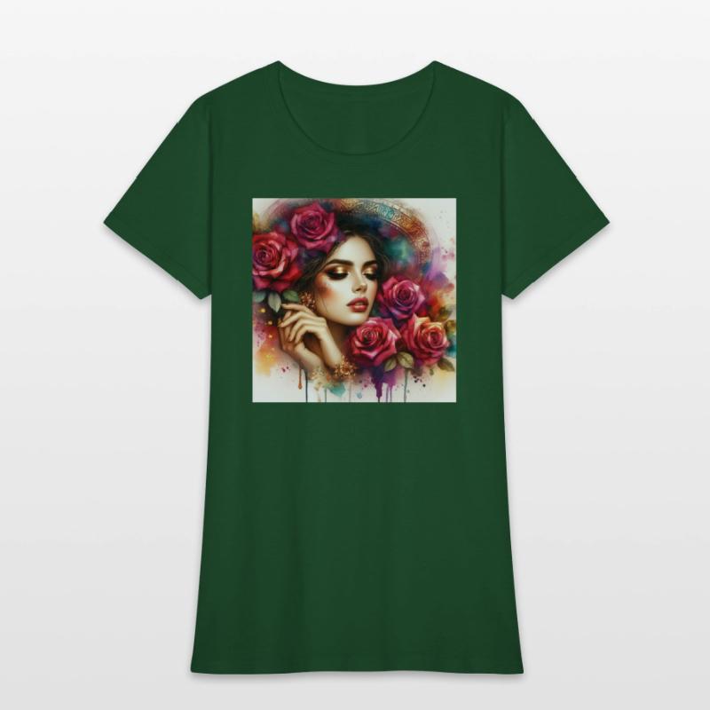 Romantic Woman With Roses