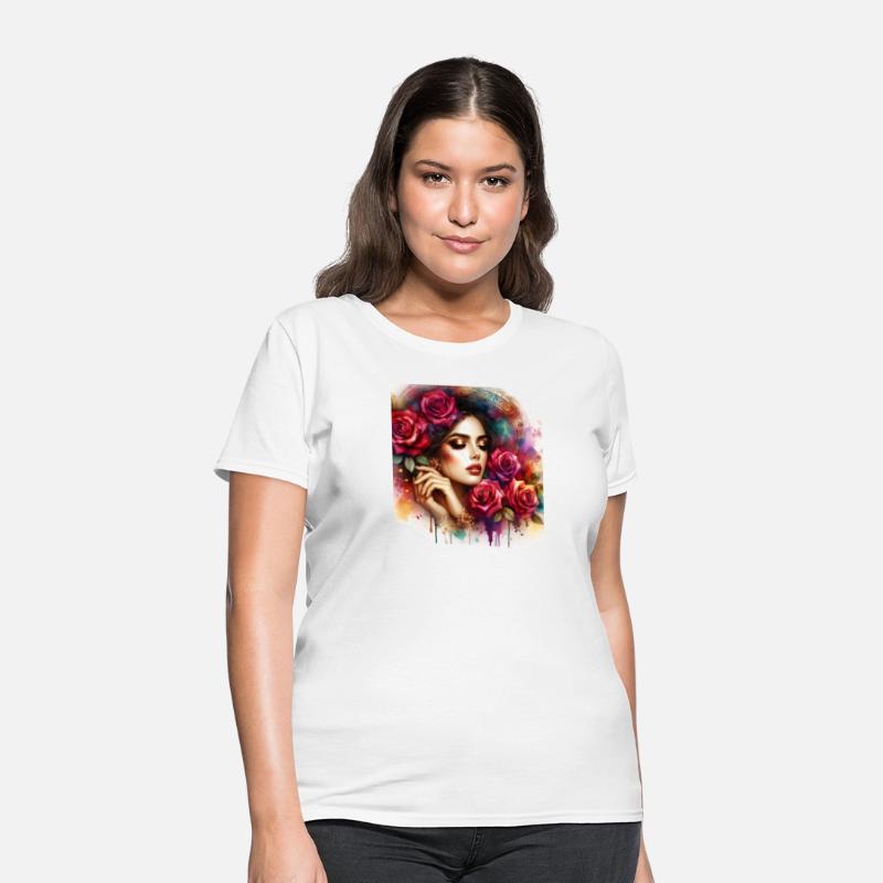 Romantic Woman With Roses
