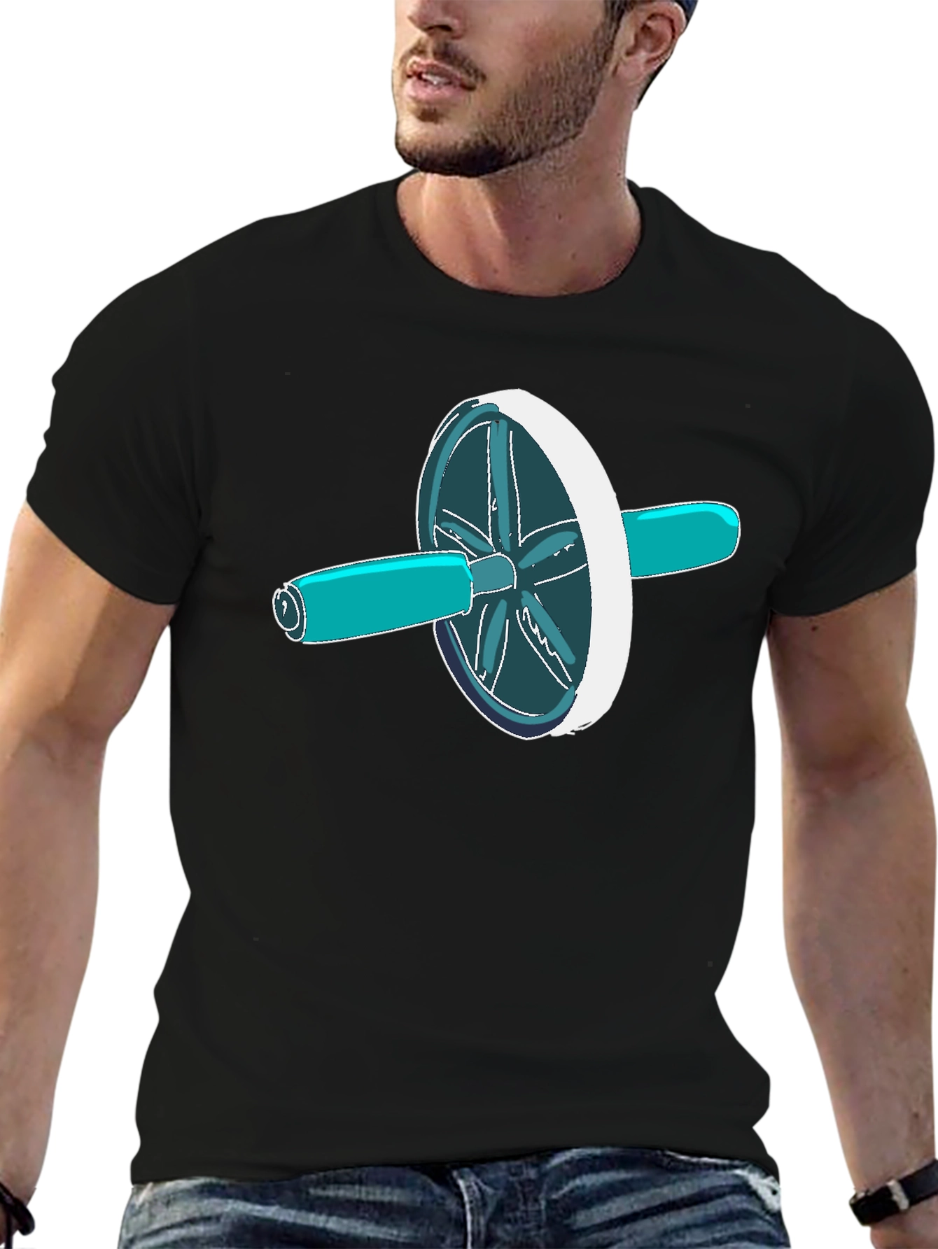 Ab Roller T-Shirt - Black Graphic Tee