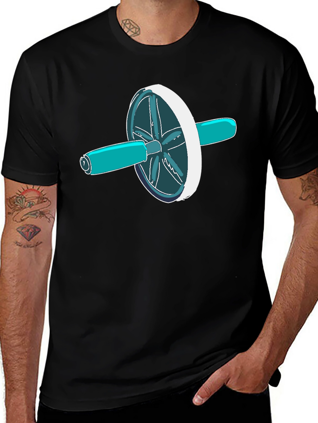 Ab Roller T-Shirt - Black Graphic Tee