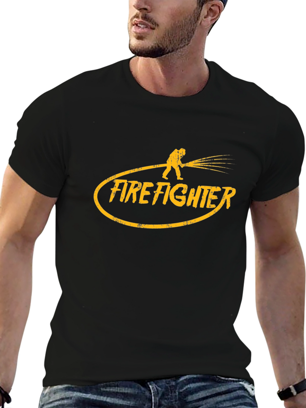 Firefighter Graphic T-Shirt - Black Cotton Tee
