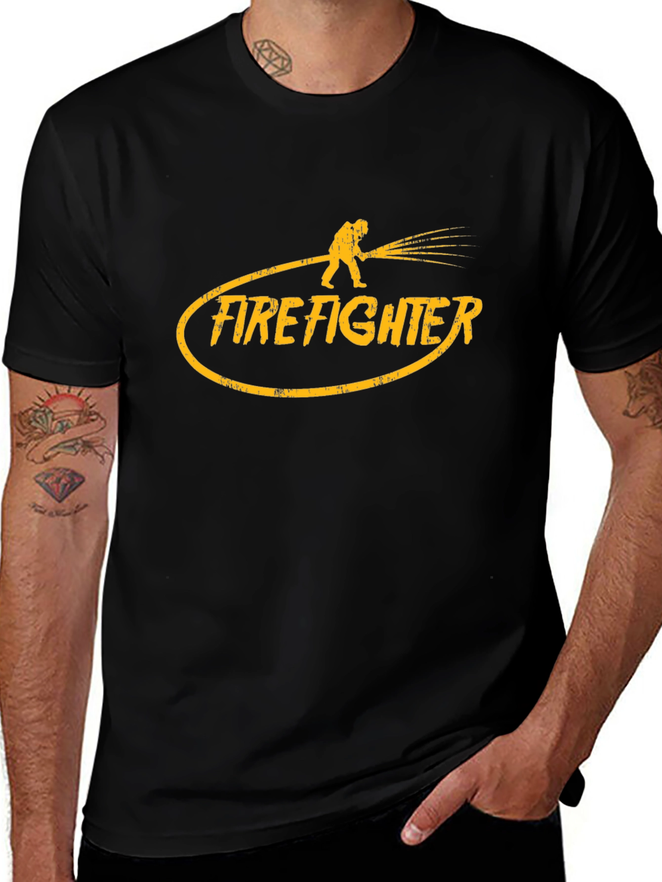 Firefighter Graphic T-Shirt - Black Cotton Tee