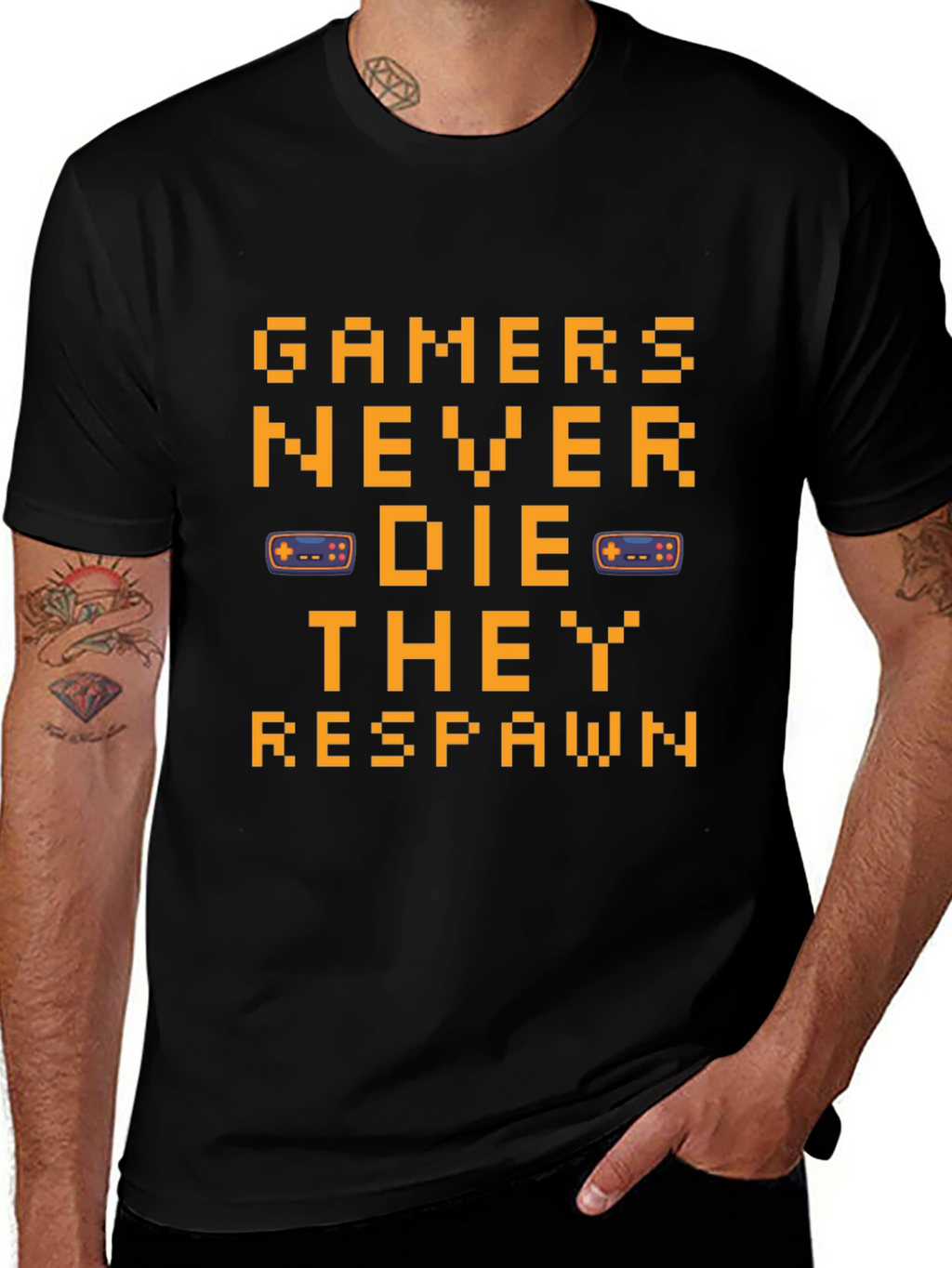Gamers Never Die Black T-Shirt