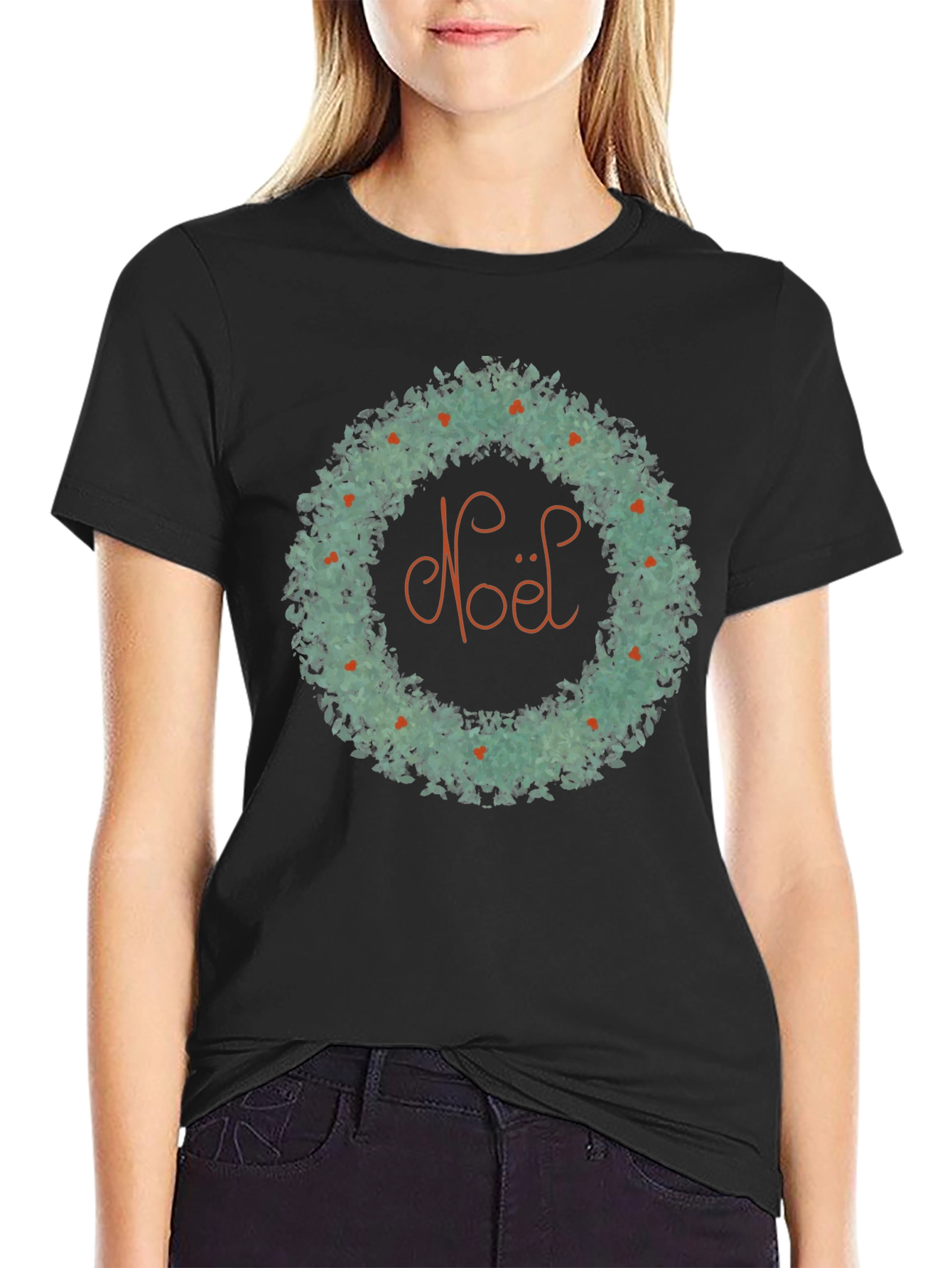Noel Wreath Graphic Tee - Holiday Cheer