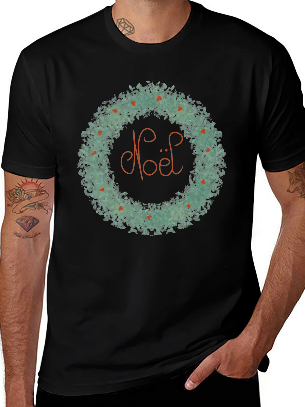 Noel Wreath Graphic Tee - Holiday Cheer
