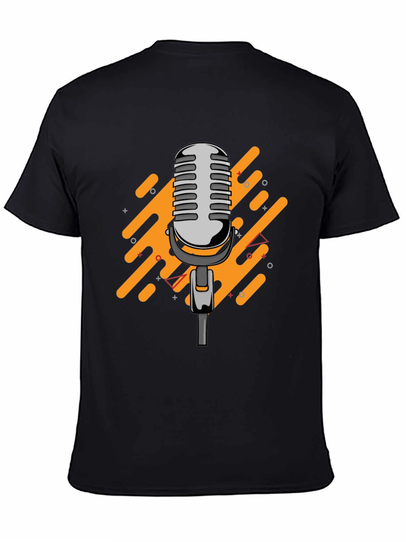 Retro Microphone Graphic Black T-Shirt