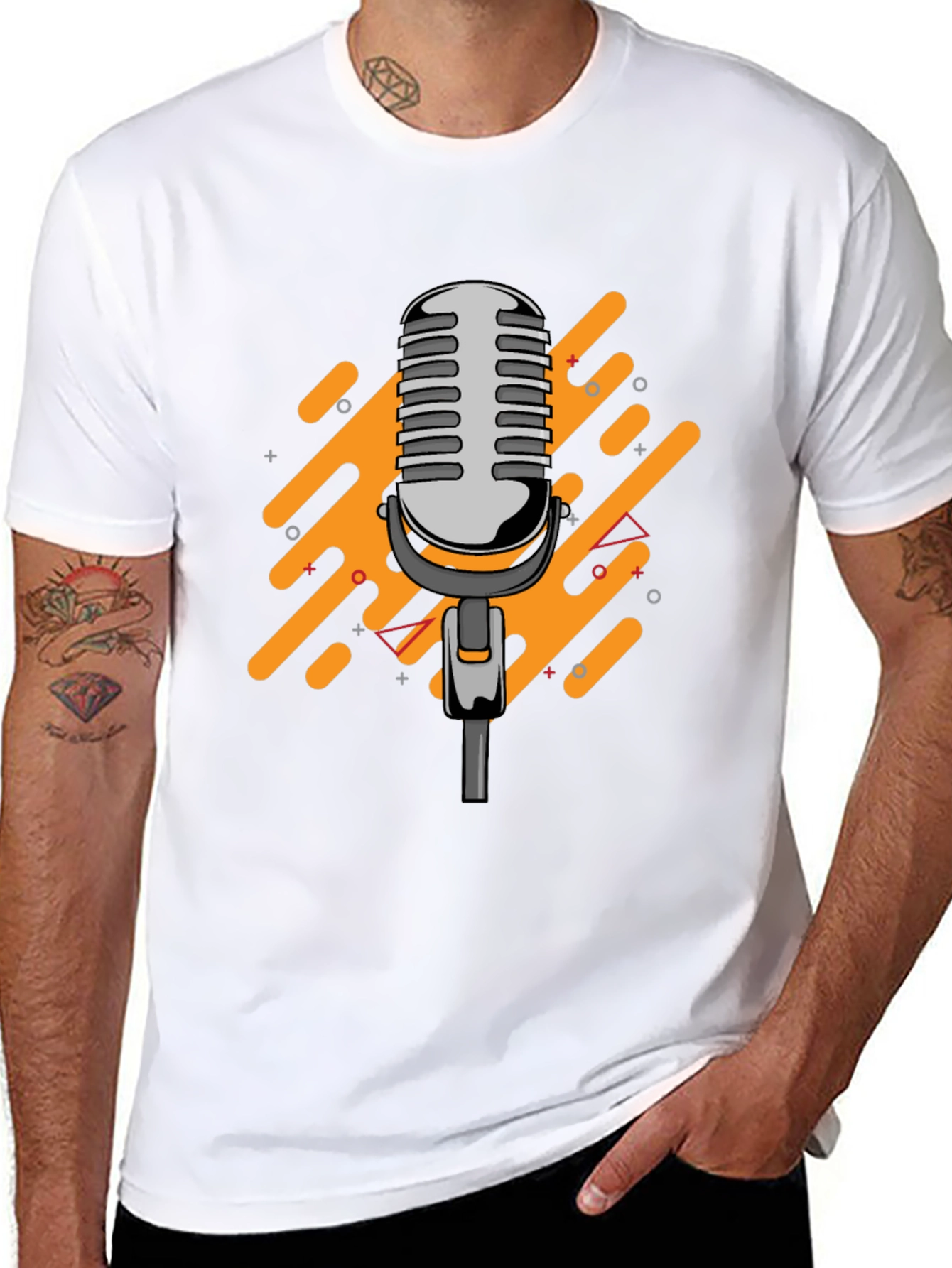 Retro Microphone Graphic Black T-Shirt