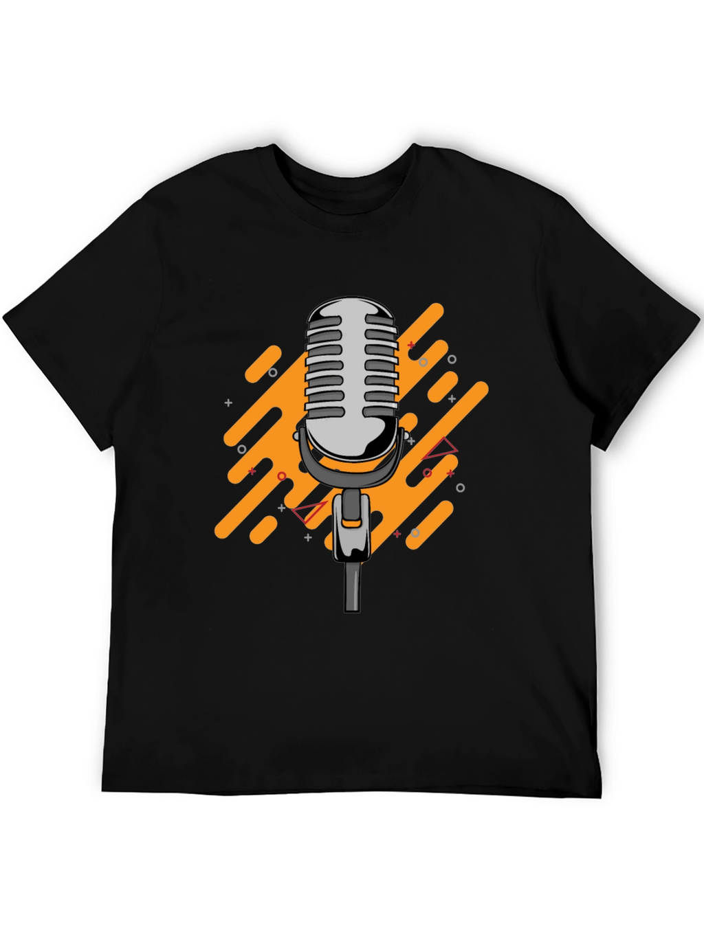 Retro Microphone Graphic Black T-Shirt