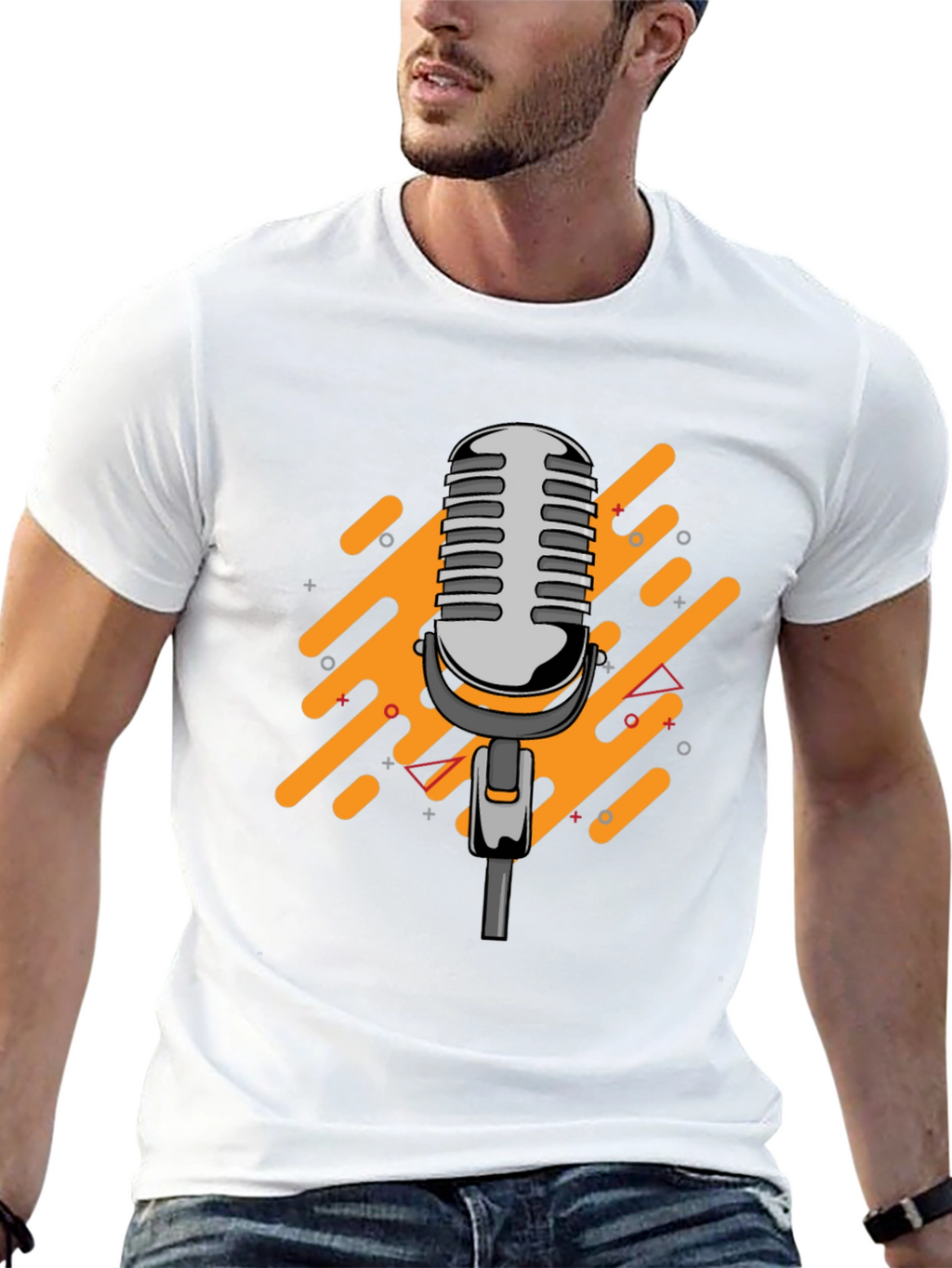 Retro Microphone Graphic Black T-Shirt