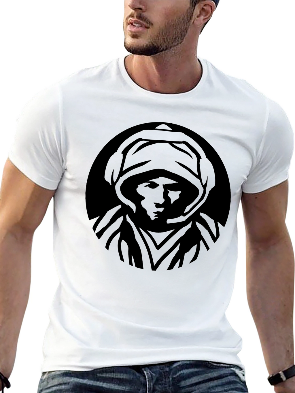 Mystic Hooded Figure Graphic T-Shirt