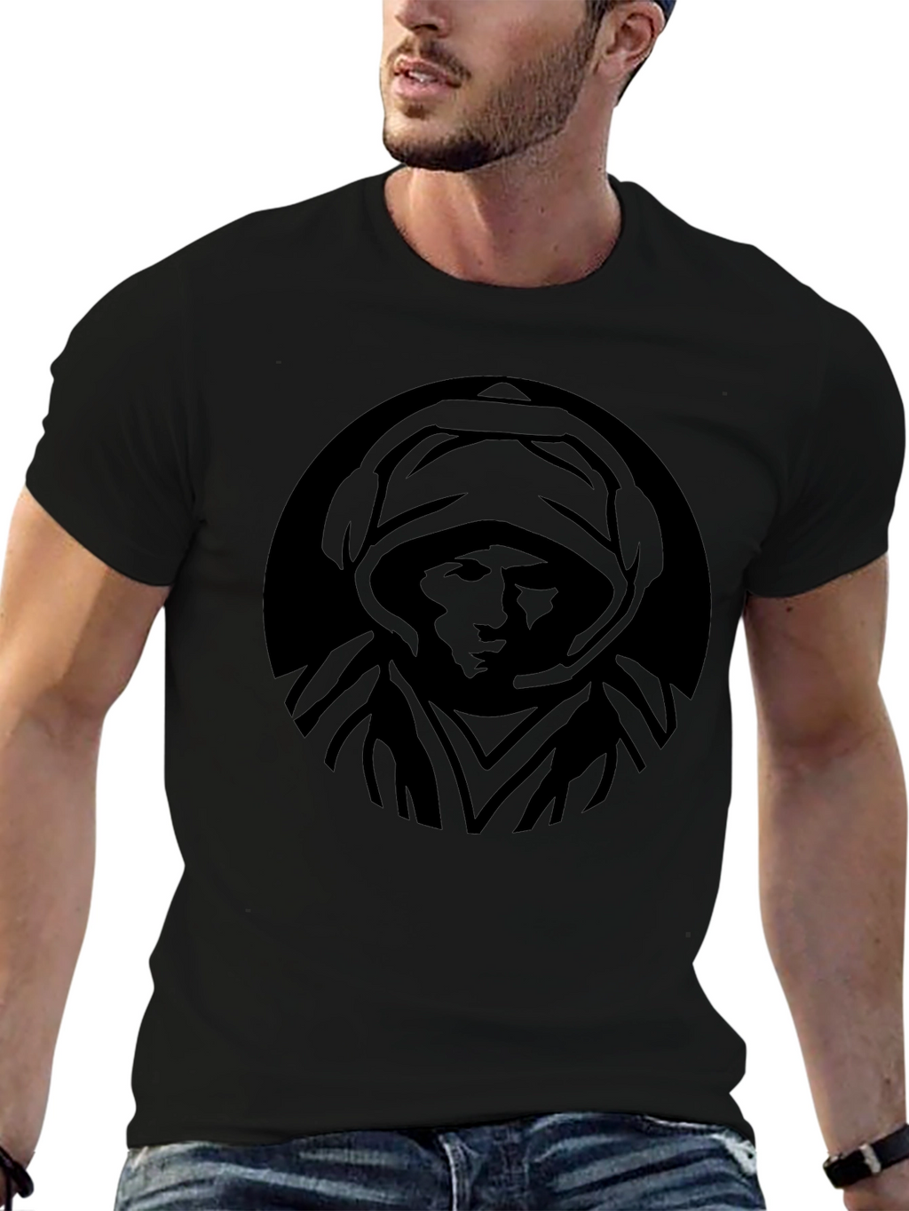 Mystic Hooded Figure Graphic T-Shirt