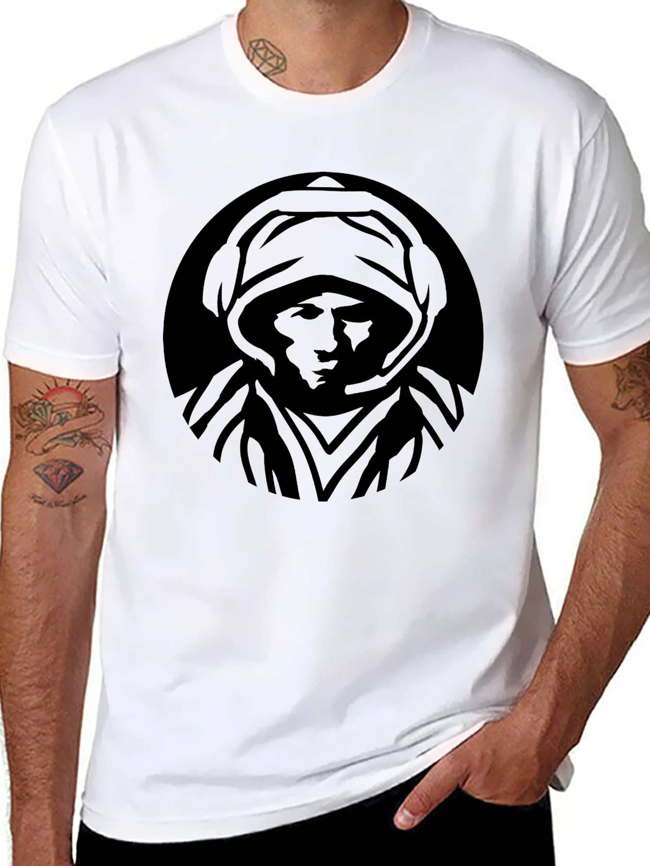Mystic Hooded Figure Graphic T-Shirt