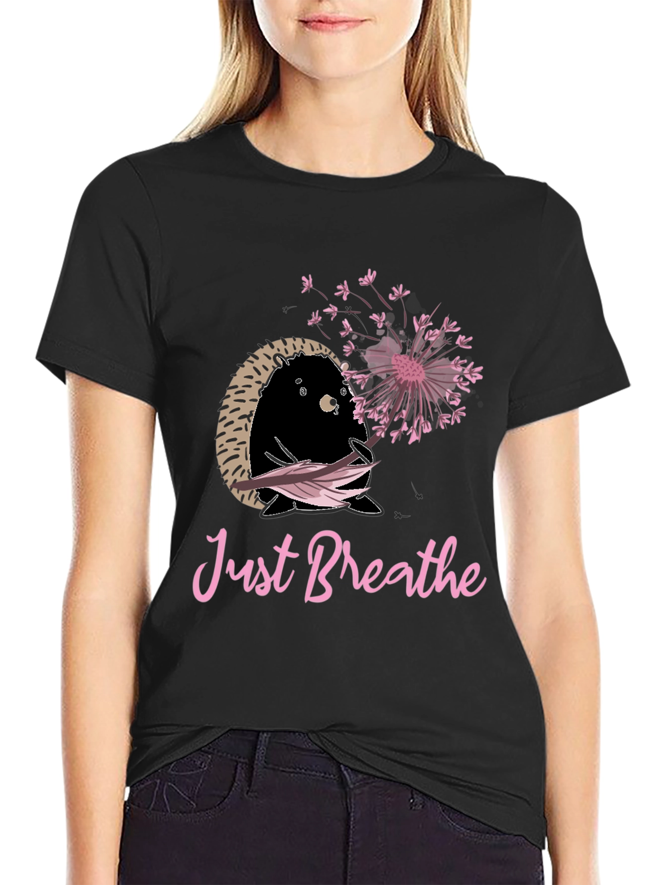 Just Breathe Hedgehog Graphic Tee