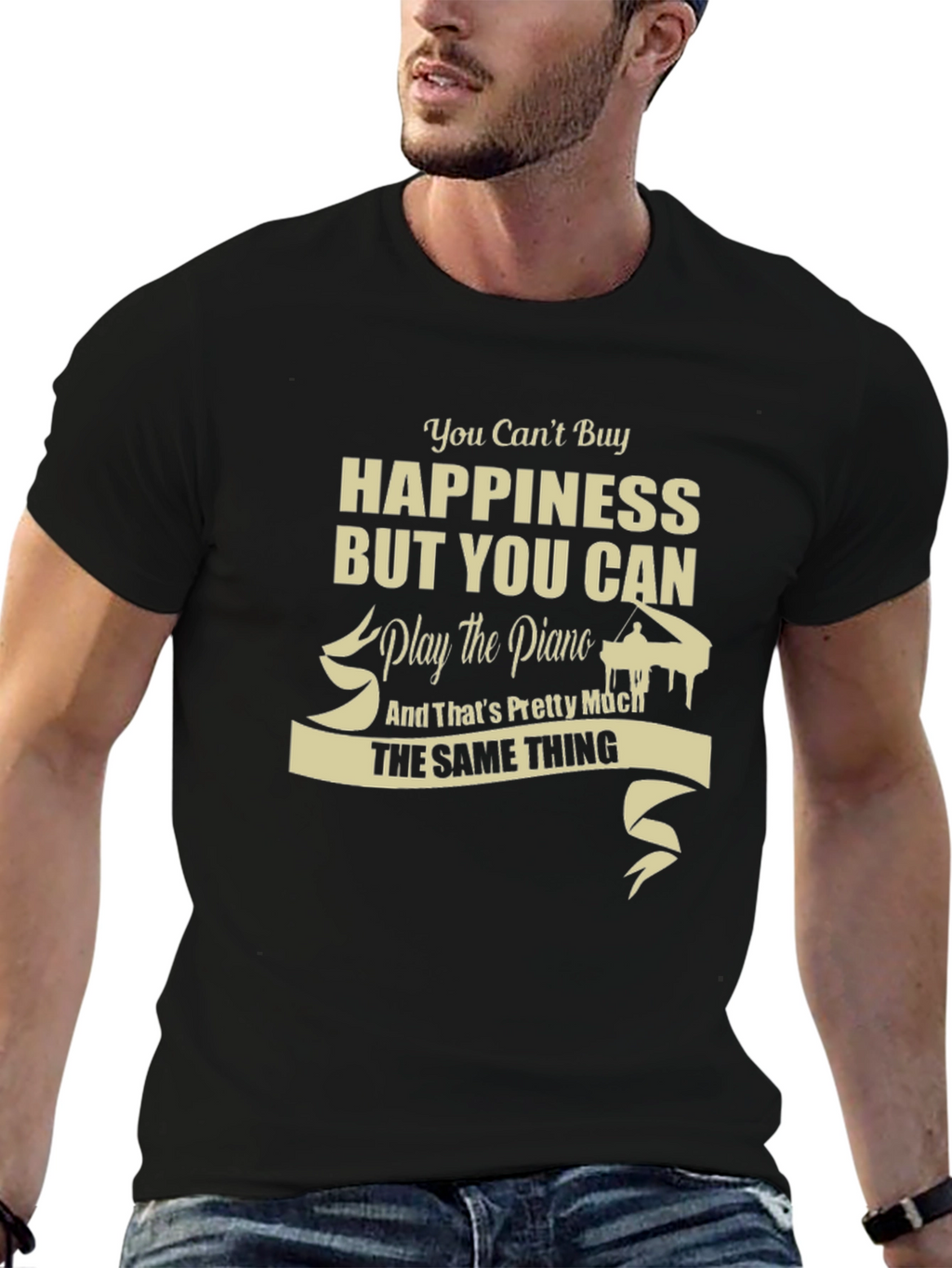 Happiness Piano T-Shirt - Musical Gift