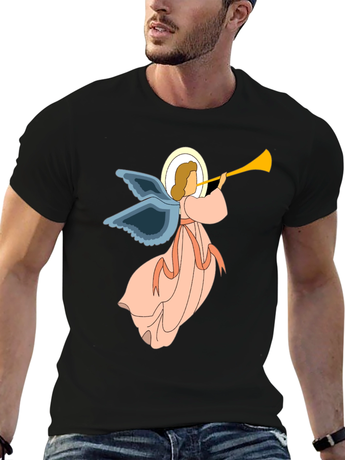Angel Trumpet Graphic Tee - Unisex Black T-Shirt