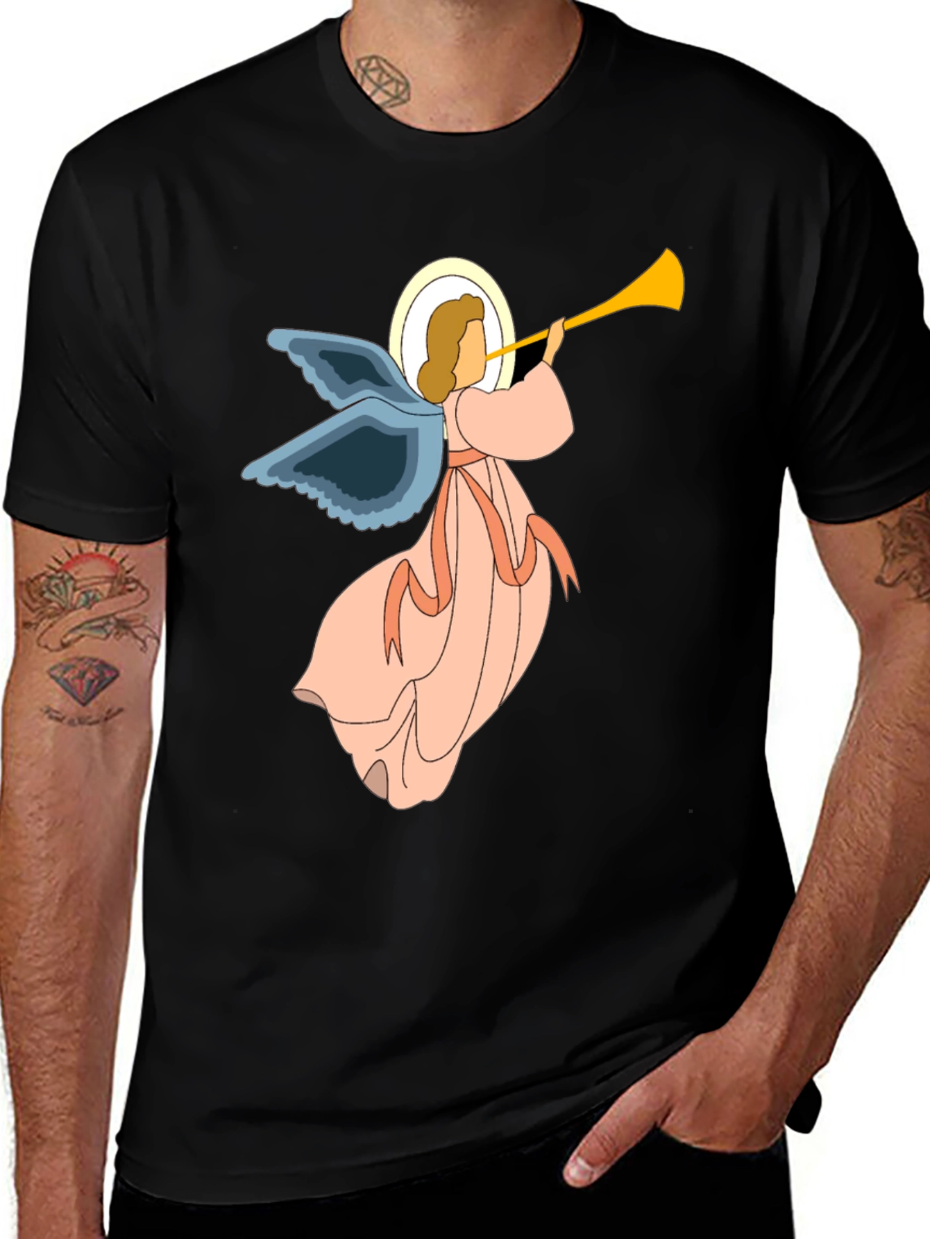 Angel Trumpet Graphic Tee - Unisex Black T-Shirt