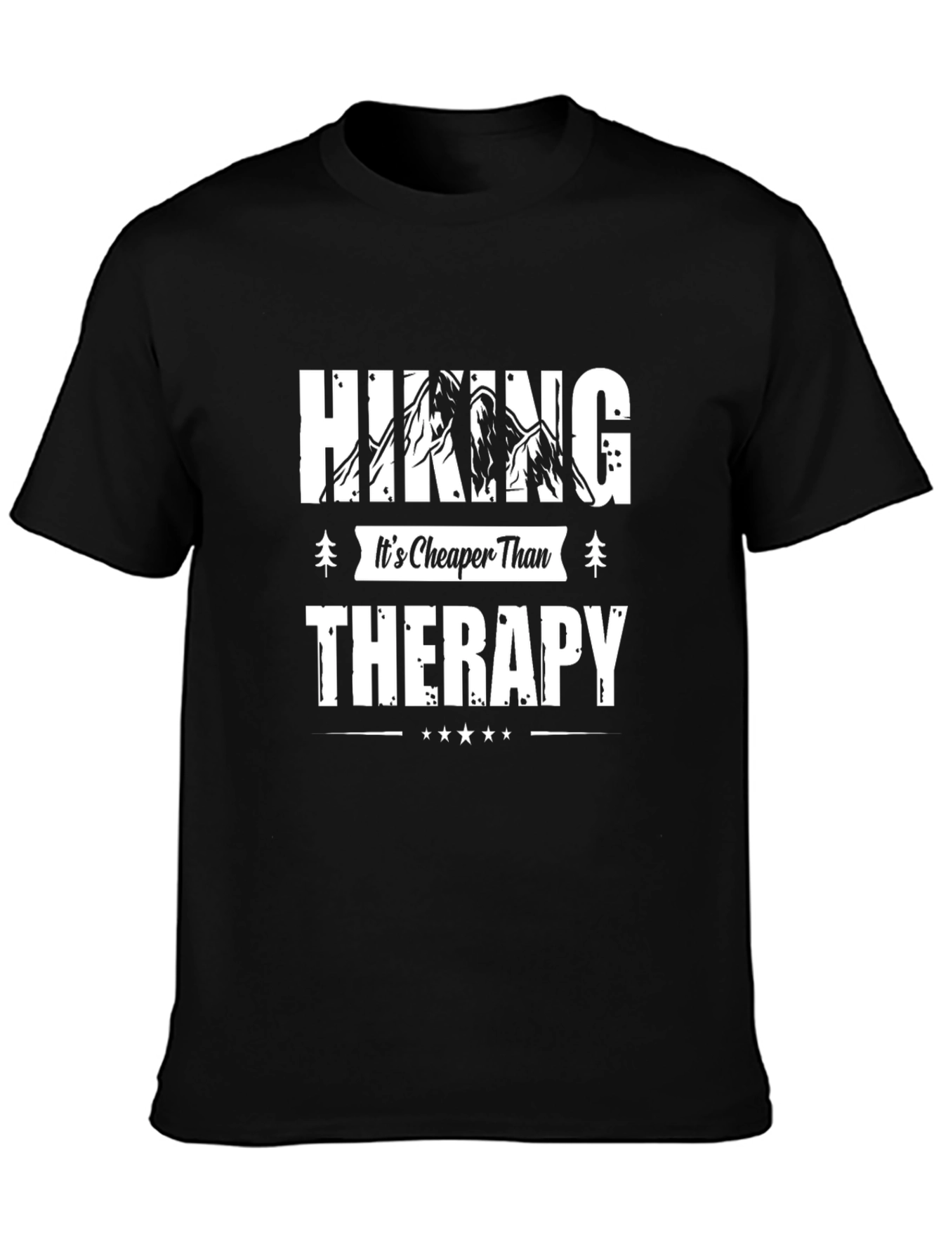 Hiking Cheaper Than Therapy Black Tee