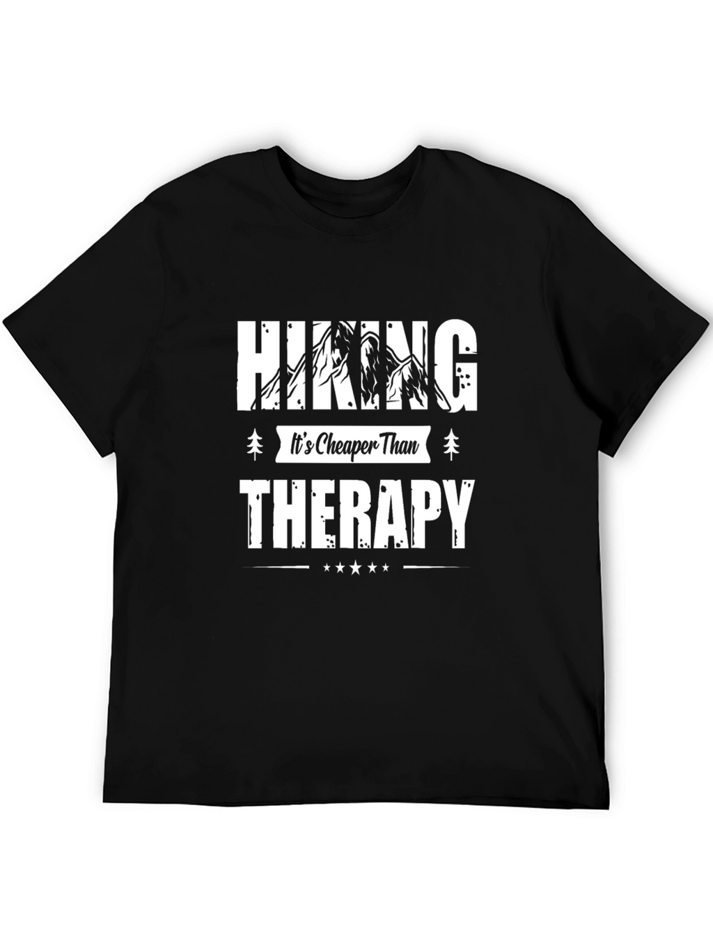 Hiking Cheaper Than Therapy Black Tee
